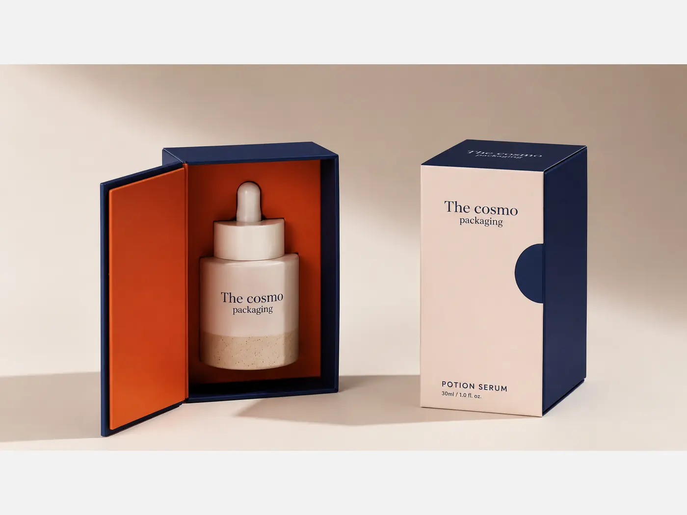 Coordinated printed cosmetic boxes in cardstock constructions