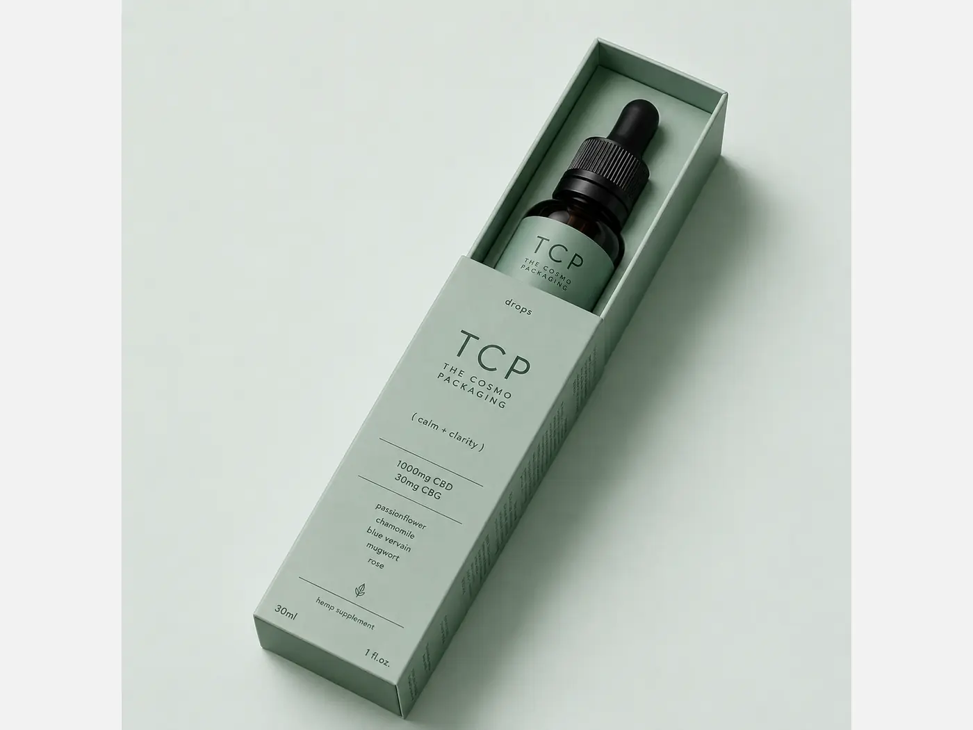 Custom serum carton sized for a skincare bottle, view 2