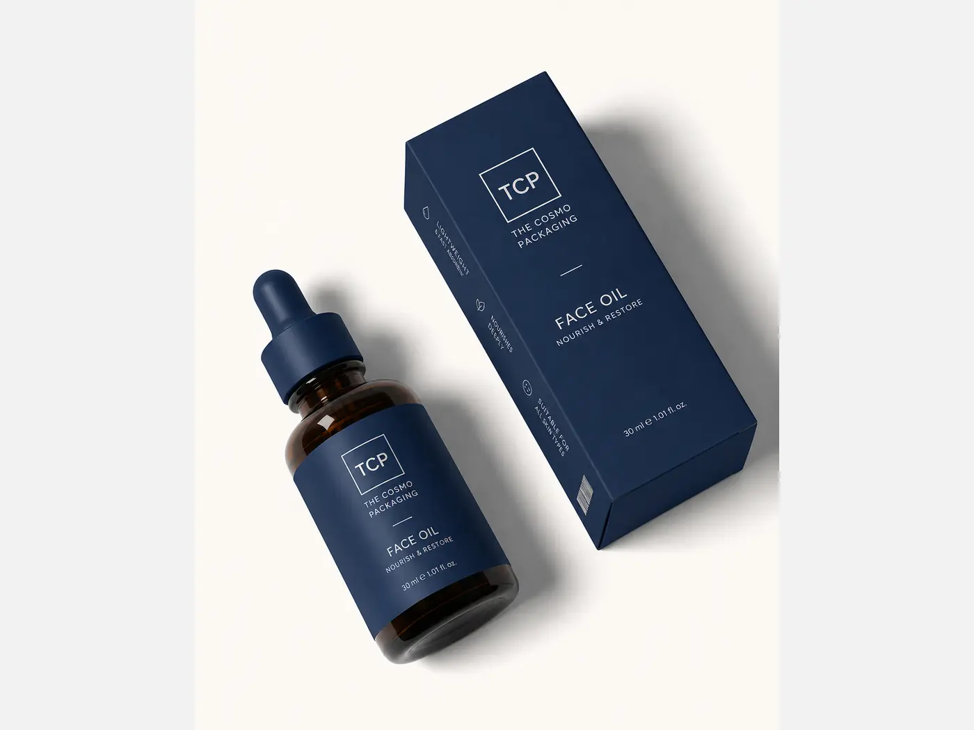 Natural paper skincare packaging with printed panels